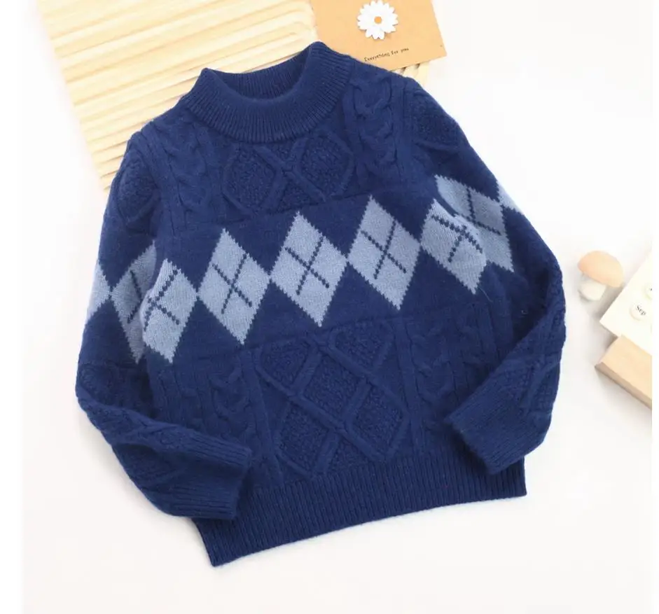 Boy's sweater with two shirt collars