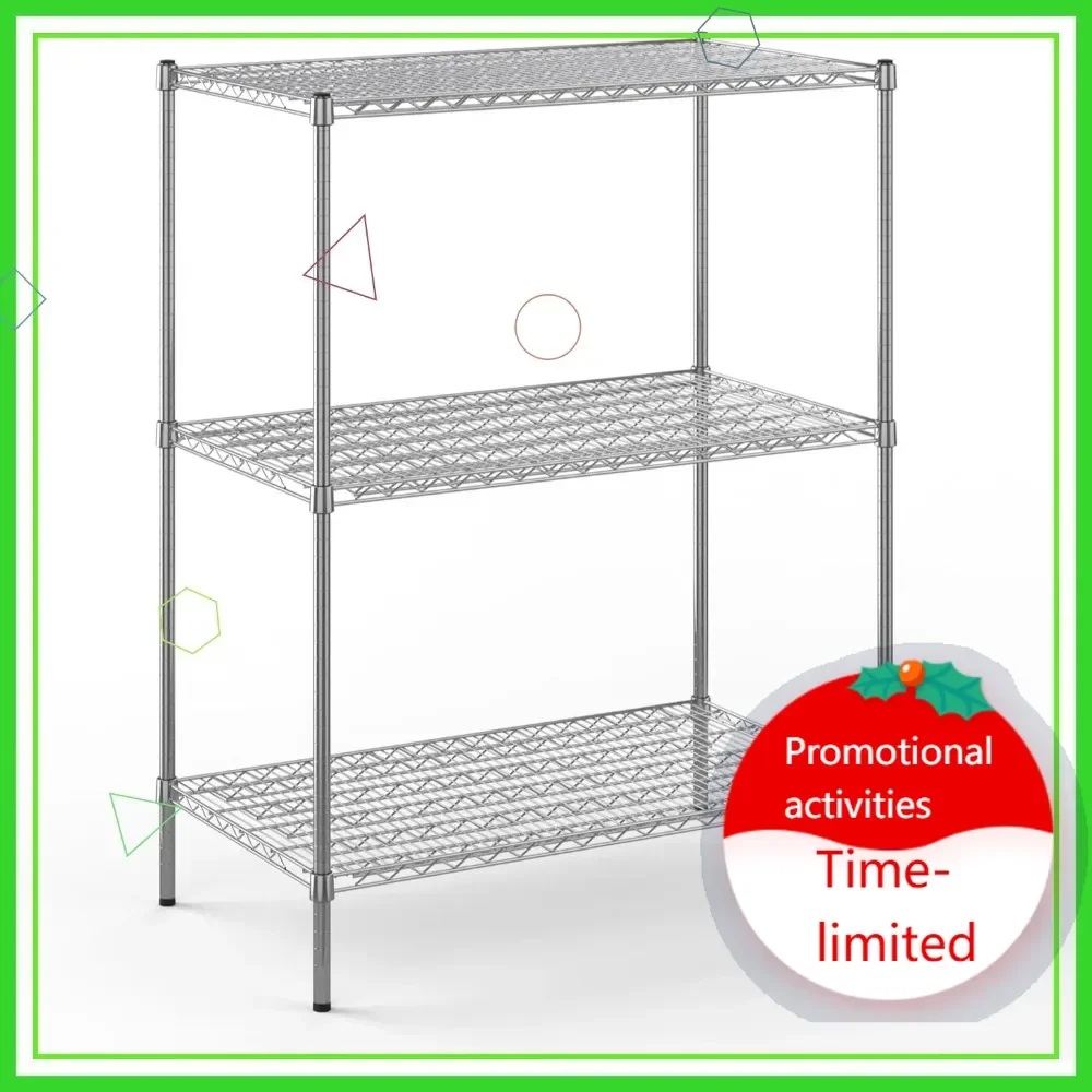 

Hot sales3-Tier Commercial Wire Shelving Rack 24x42x54 Inch Heavy Duty Storage Unit NSF Certified Adjustable Shelves