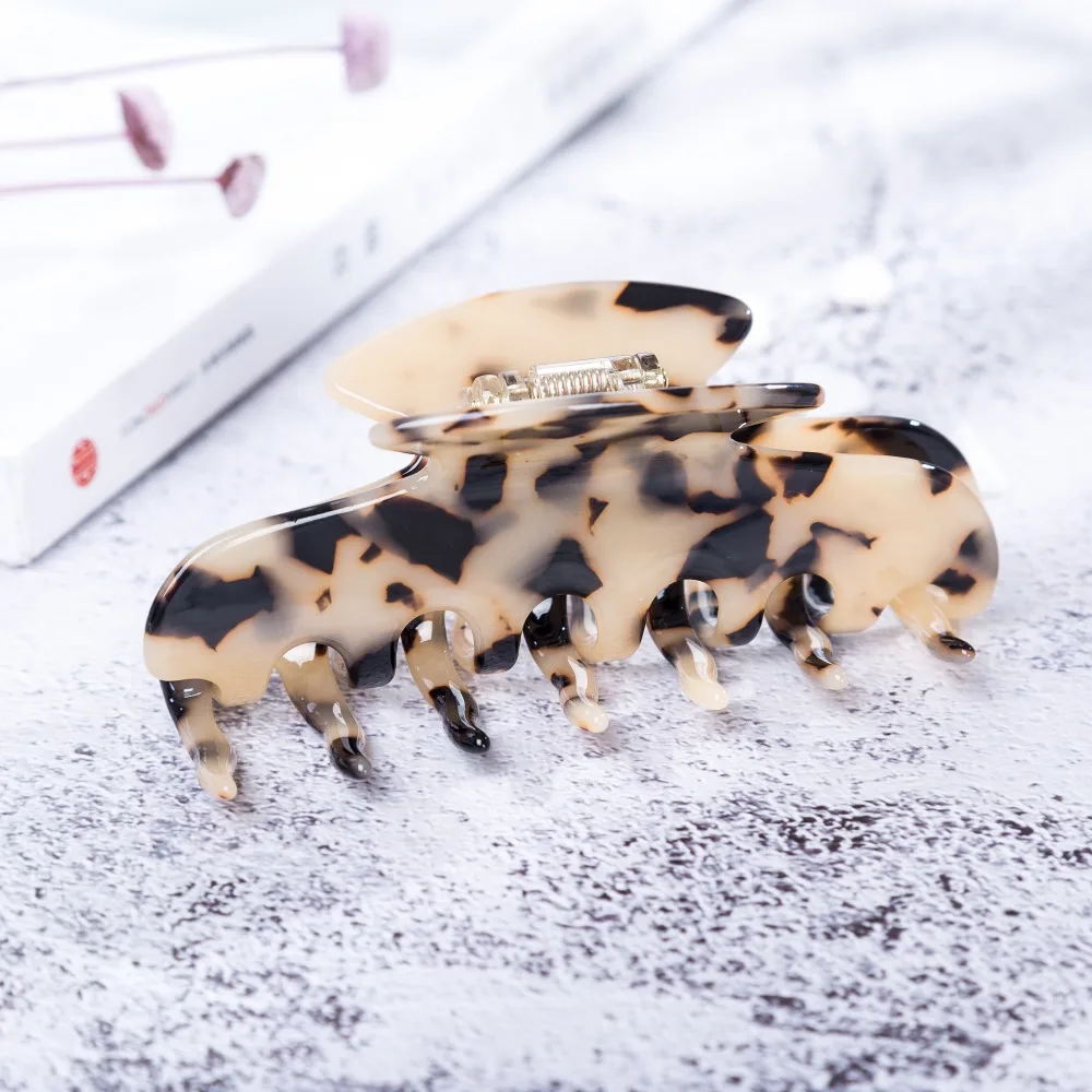 1 قطعة السليلويد 10 سنتيمتر مشبك شعر كبير فاخر اليدوية الفرنسية تصميم موضة السلحفاة شل اكسسوارات النساء مشبك شعر #3