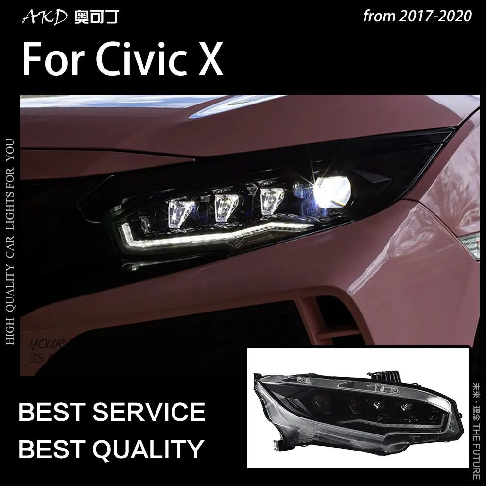 

AKD Car Lights for Honda Civic Headlights 2017-2020 LED Headlight Projector Lens Dynamic Signal DRL Head Lamp Beam Accessories