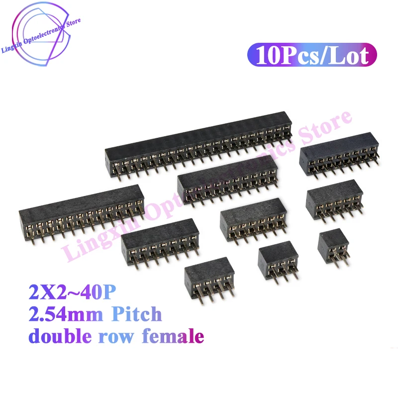 

2.54mm pitch double row female 2~40P PCB socket board pin header connector pin header 2/3/4/6/10/12/16/20/40Pin 2X40 For Arduino