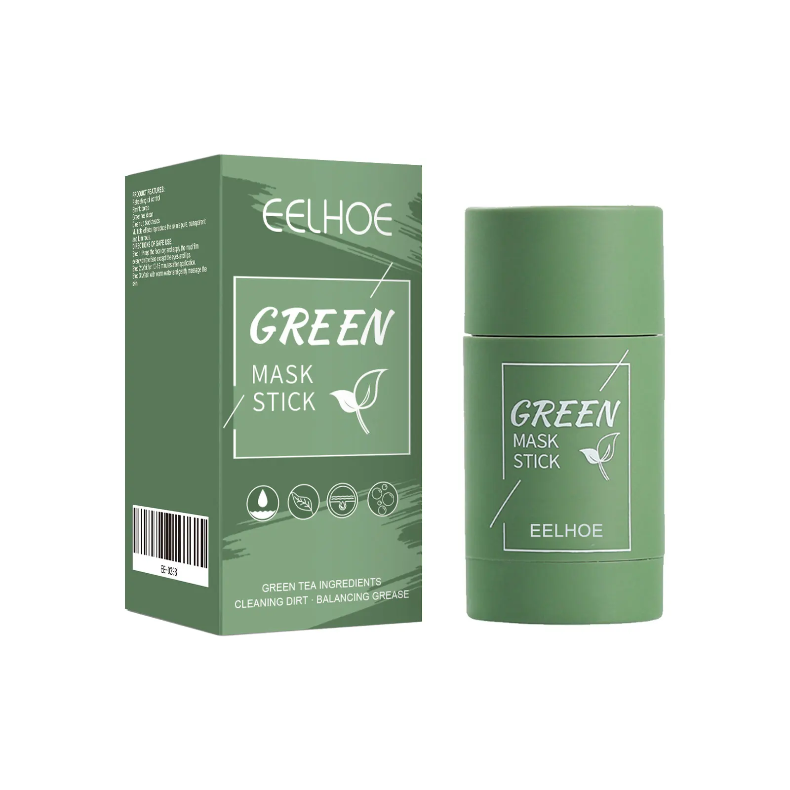 1-4PCS Green Tea Solid Face Mask Stick Deep Cleansing Pore Hydrating Clay Mask Easy Apply Skincare for Oily and Dry Skin Types