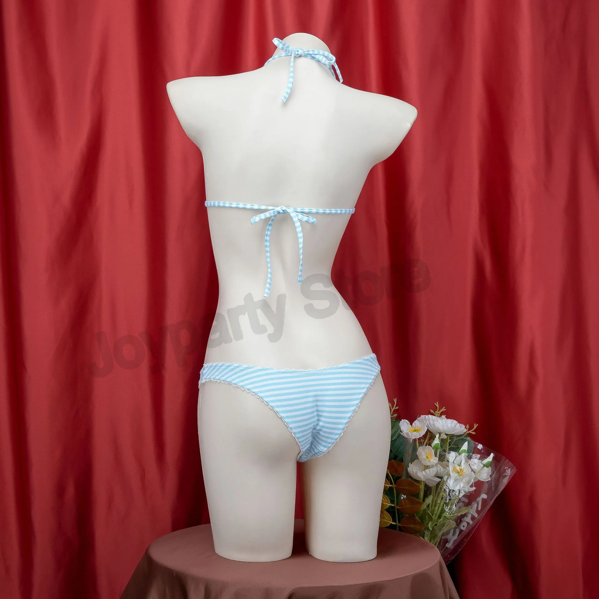 Three point striped bikini Girl Bikini Swimsuit Japanese Swimwear Roleplay Outfit Women Cute Maid Underwear Costume view 5