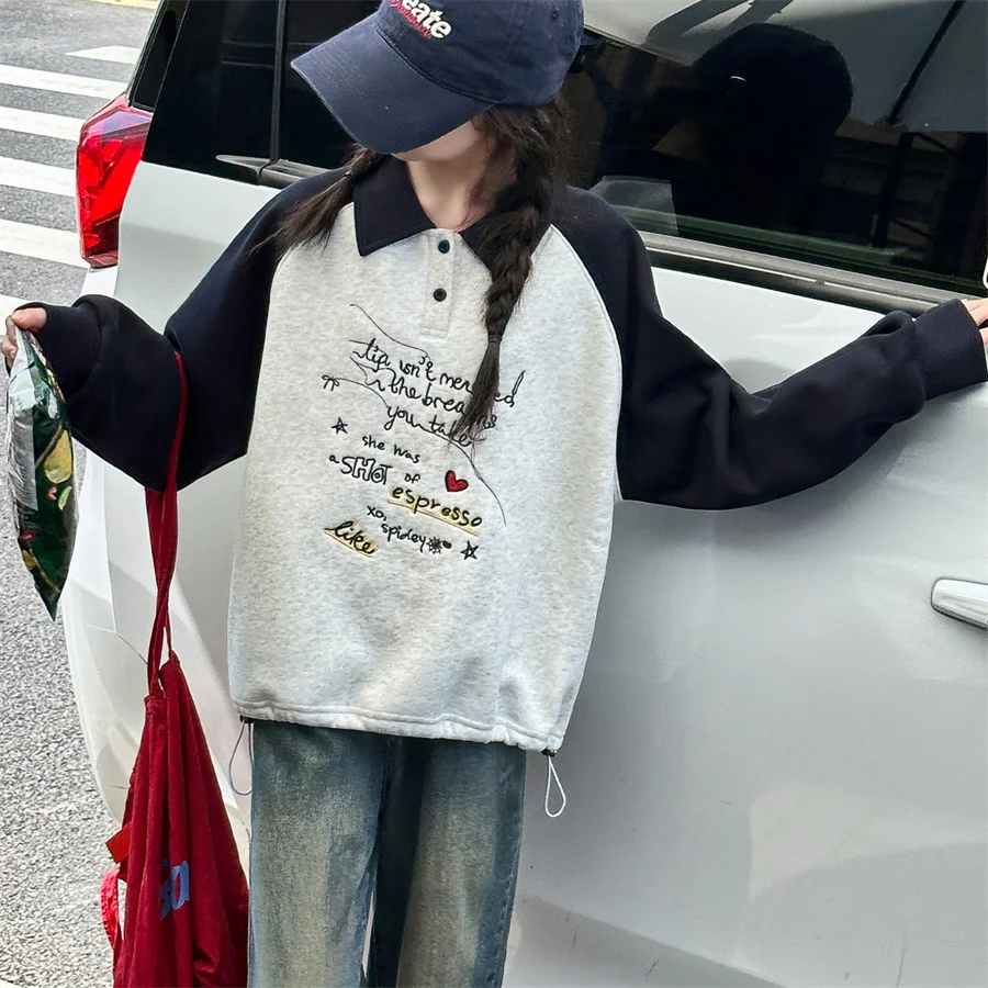New Spring Autumn Kids Clothes Girl Long Sleeve Polo Sweatshirt for Girls Letter Pattern Sweatershirt Tshirt Age 5 6 7 8 9 11 14