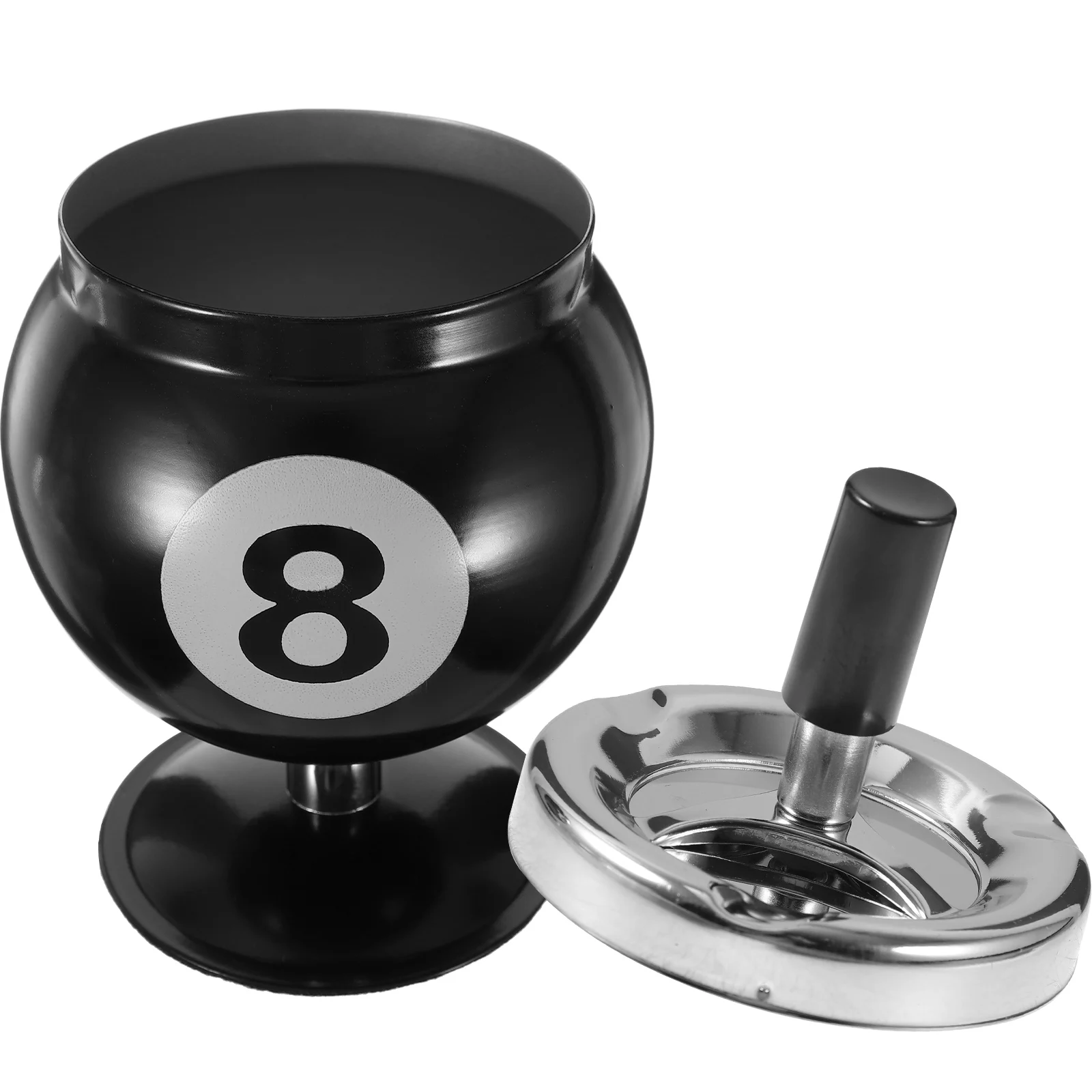 

Push Down Ashtray Black Metal Cigarette Tray Large Capacity For Home Bar Cafe Hotel Party Use Billiards Ball Style Windproof No