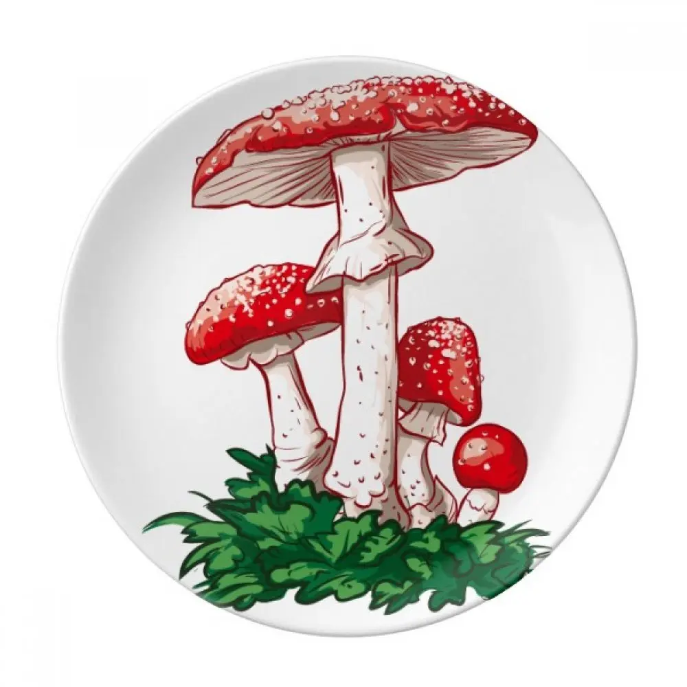 Mushroom Ceramic Stoneware,Fantasy Mushroom in Forest Print Ornament Display Plate for Dining Table Setting, Wedding Reception