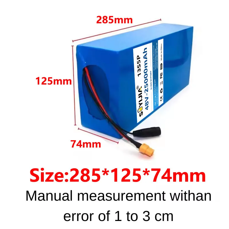Batterie Rechargeable 13S5P 48V 25Ah - Lithium 21700 1500W Avec 30A BMS, T/XT60/XT90 En Option+5A Charger