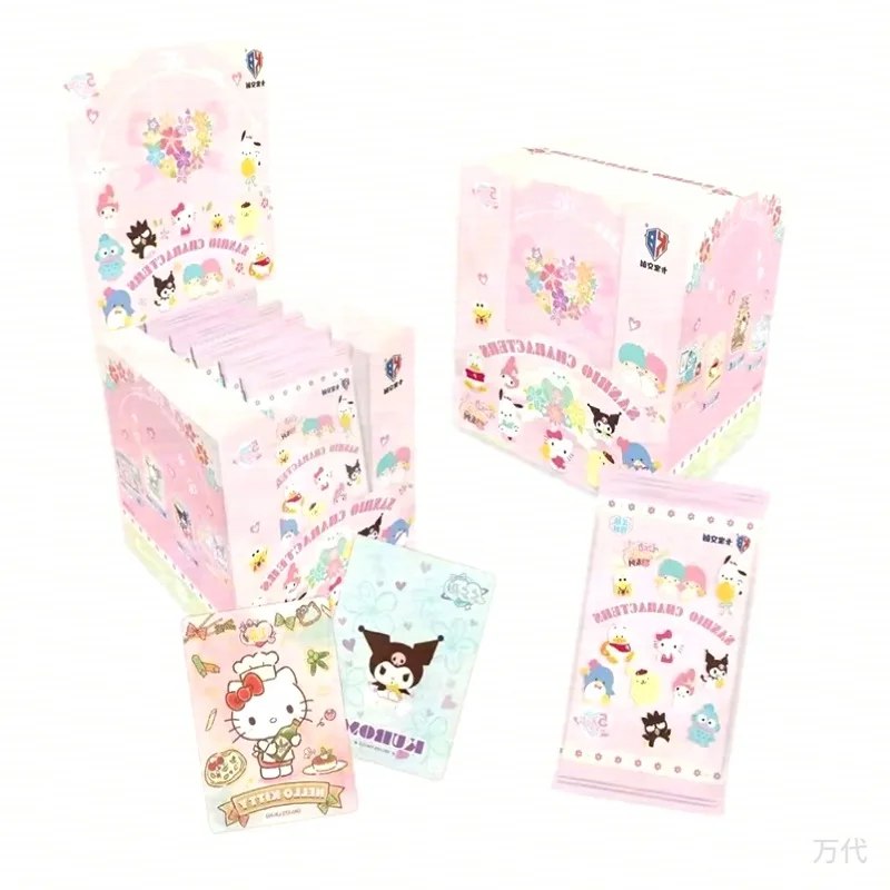 Sanrio Characters Trading Cards Booster Box, Hello Kitty Kuromi Cinnamoroll Collectible Card Packs Surprise Blind Box Toy Gift
