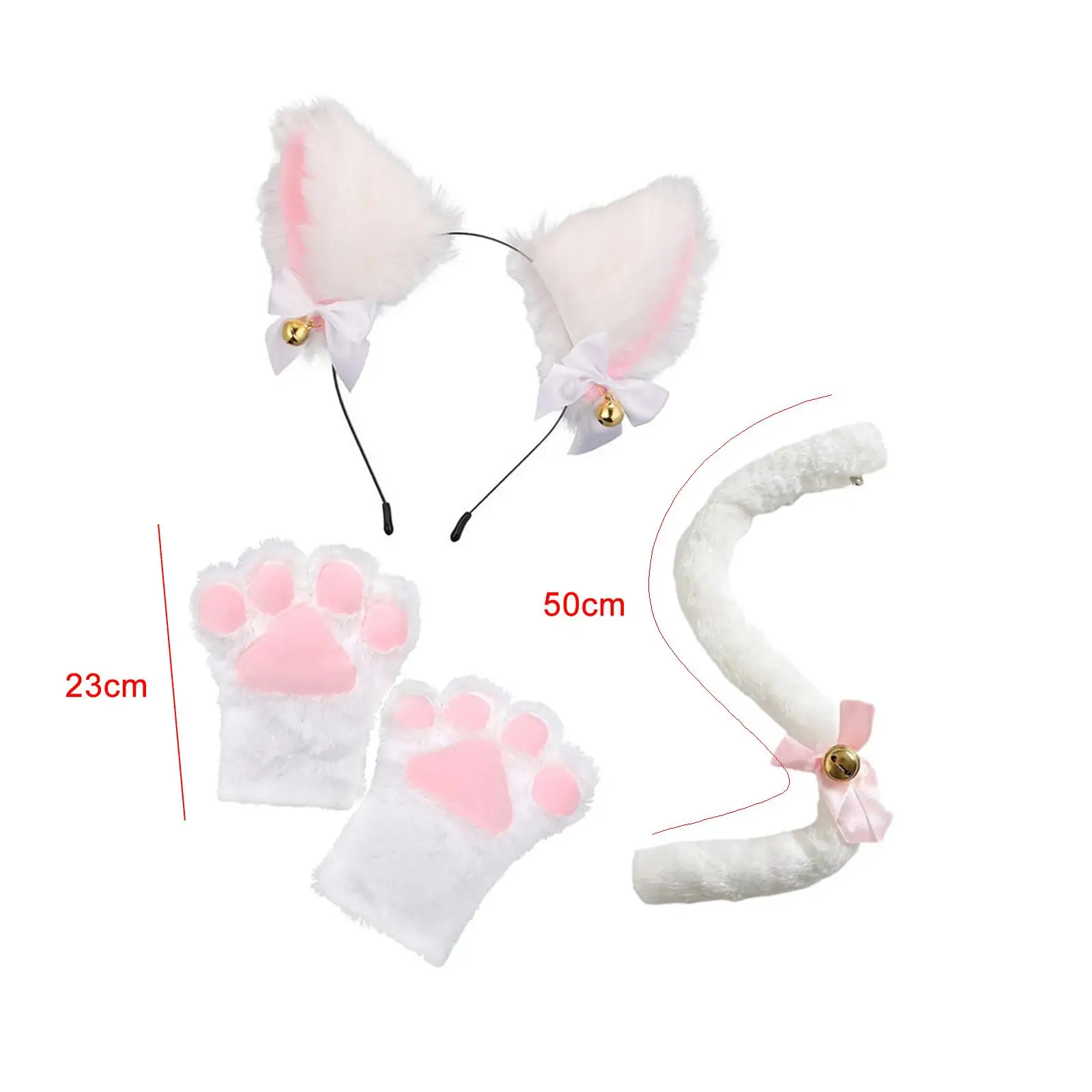 Cat Ears Tail and Paw Set for Women Girls Cartoon Halloween Costume Accessories