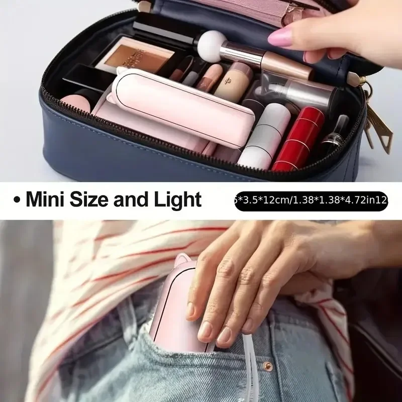 مروحة صغيرة محمولة، USB قابلة لإعادة الشحن، مروحة محمولة قابلة للطي بثلاث سرعات قابلة للتعديل، مناسبة للنساء، السفر، الاستخدام الخارجي، هدية هدية