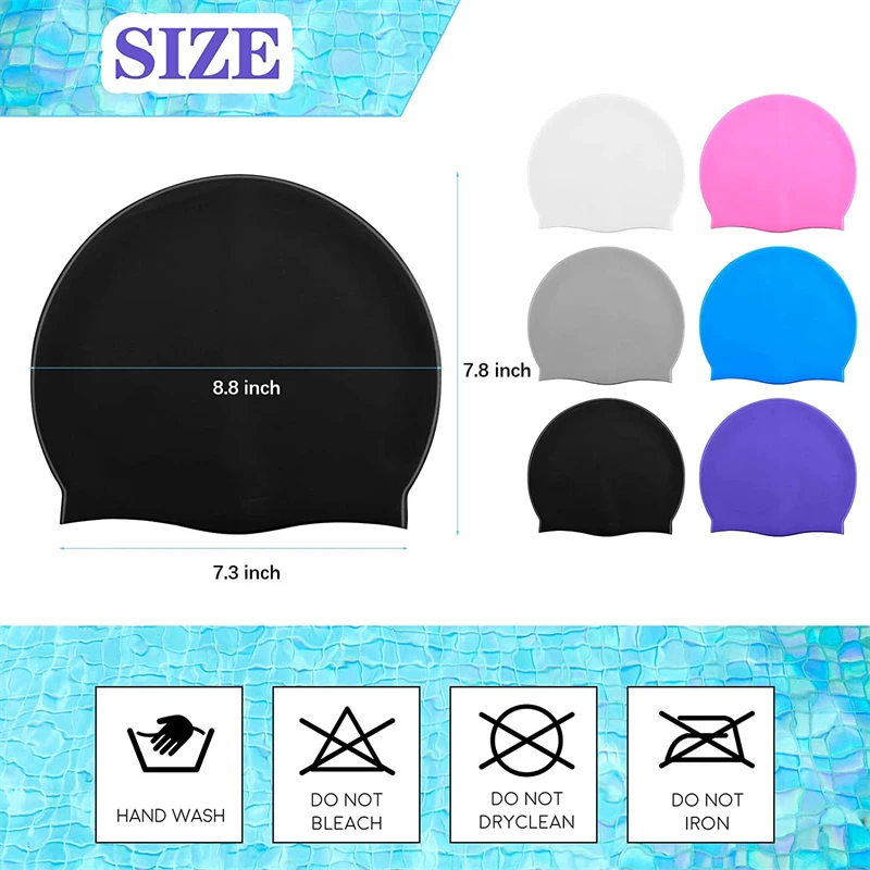 Adults Swimming Caps for Men Women Waterproof High Elastic Silicone Swimming Pool Cap Cover Ears Long Hair Large Swim Hats Latex