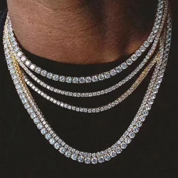 2022 Fashion 4mm 5mm Hip Hop Gold Color Silver Color Gothic Tennis Necklace Neck Chain Long for Men Male Women Jewellery