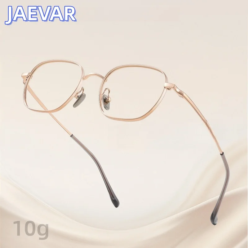 JAEVAR New Titanium Eyeframe Ultra Light Polygonal Wide Edge Women's Eyeframe Height Count Optical Prescription Frame 28016