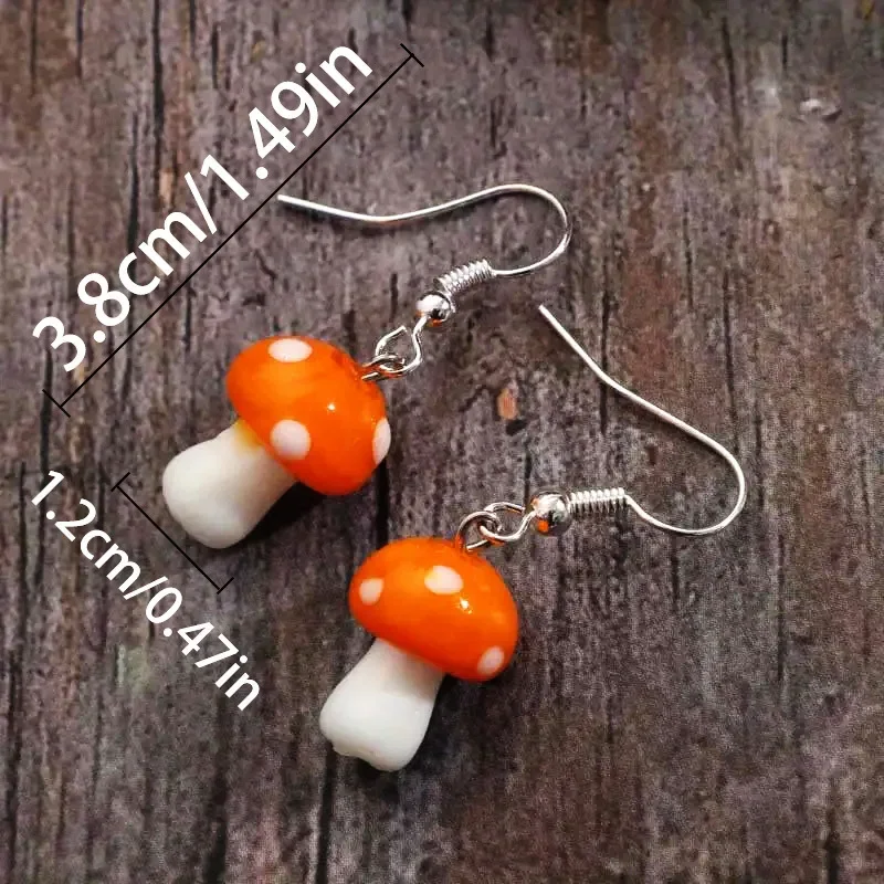 1 Pairs Mushroom Earrings for Women Long Pendant Mushroom Earrings Colorful Earrings Creative Funny Earrings Cute Weird Earrings