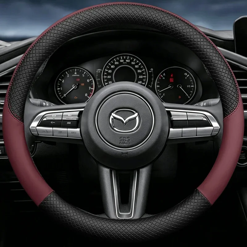 Accessories For Mazda  SKYACTIV Axela Atenza CX30 CX5 CX8 CX9 3 5 6  Leathe Car Steering Wheel Cove 3D Embossing