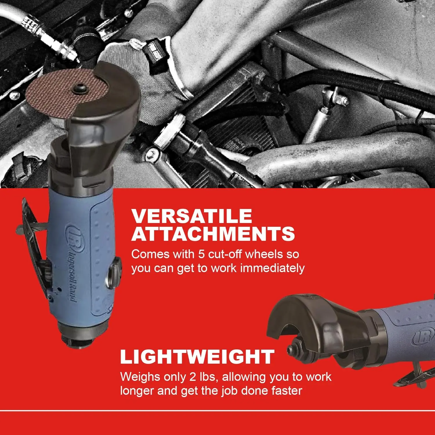 High-Speed Air Reversible Cutoff Tool, 20,000 RPM with 5 Wheels for Metal Cutting