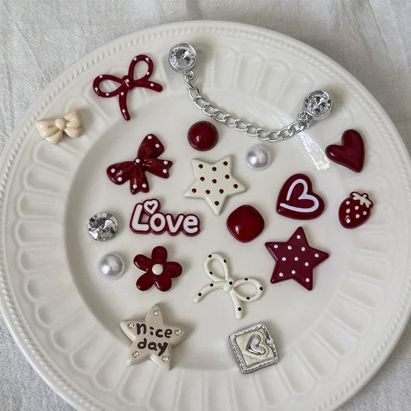 Sweet Style Shoe Charms Set for Clogs Strawberry Bow Heart Rabbit Shoe Decoration Pins Shoe Accessories for Women Girls Sandals