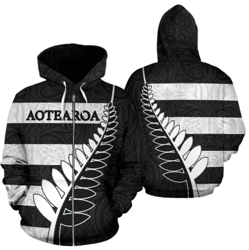 3D gedruckt Neuseeland Aotearoa Silber Farn Hoodie Y2k Flagge neu in Hoodies & Sweatshirts Hoodies für Männer Pullover Frauen Kleidung