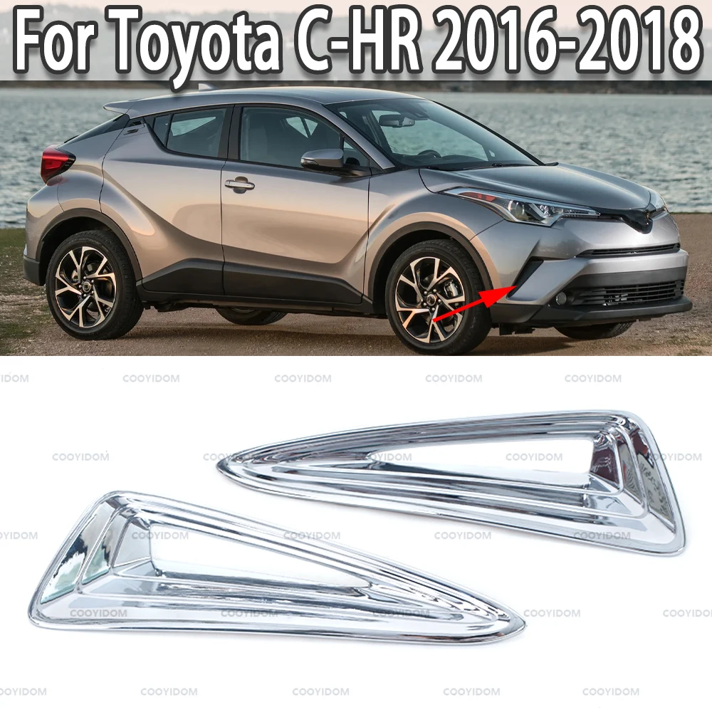 Car Front Fog Light Chrome Front Bumper Side Grille Cover Trim For Toyota CHR C-HR 2016 2017 2018 ABS Exterior Protector