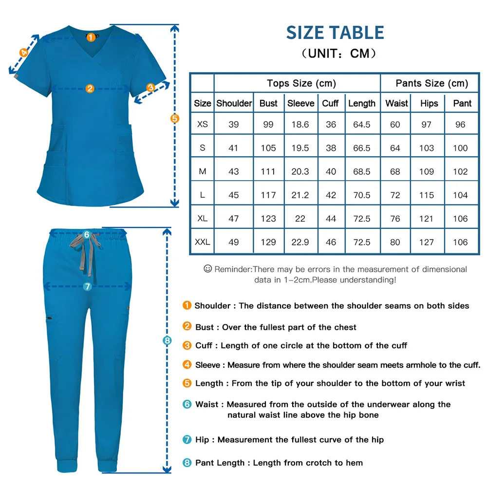 Women Scrubs Sets Slim Fit Medical Uniform Surgical Gowns Nurse Accessories Pet Shop Dental Clinic Phary Lab Workwear Clothes