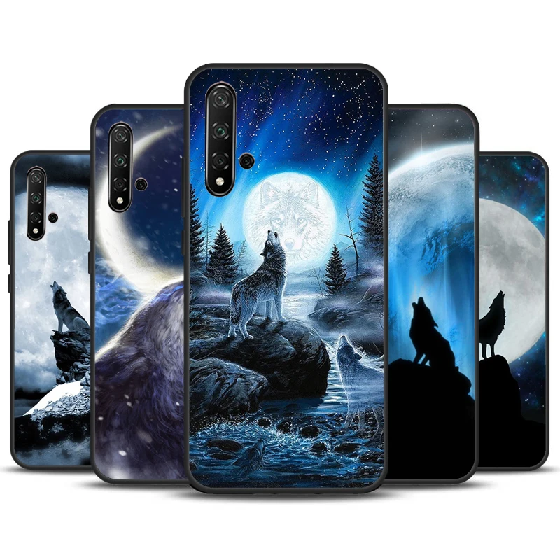 Moon Roaring Wolf Case For Huawei Nova Y90 Y91 Y60 Y61 Y70 10 9 SE 11 Pro 5T 11i 8i 3i P20 P40 P30 Lite Cover