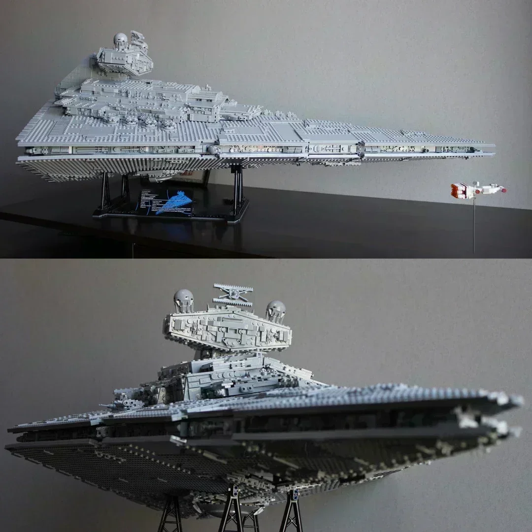 Moc 75252 UCS Imperial Destroyer Display Blocos de Construção Tijolos Brinquedo Super Grande Ultimate Spacecraft Presentes de Aniversário de Natal