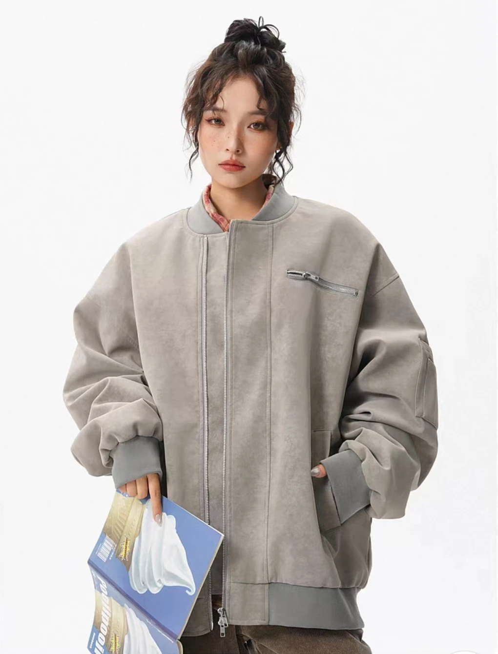 

Bomber Jackets Womens Jacket Girls Winter Polyurethane Minimalist Zippered Full-Zip Adjustable Cozy Functional Comfy All-Match