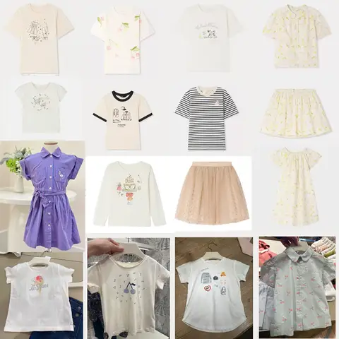 2026 SS Summer Kids T Shirts Cherry Printed Fashion Girls Dress Baby Short Sleeve Tee Children Skirt Clothes Set