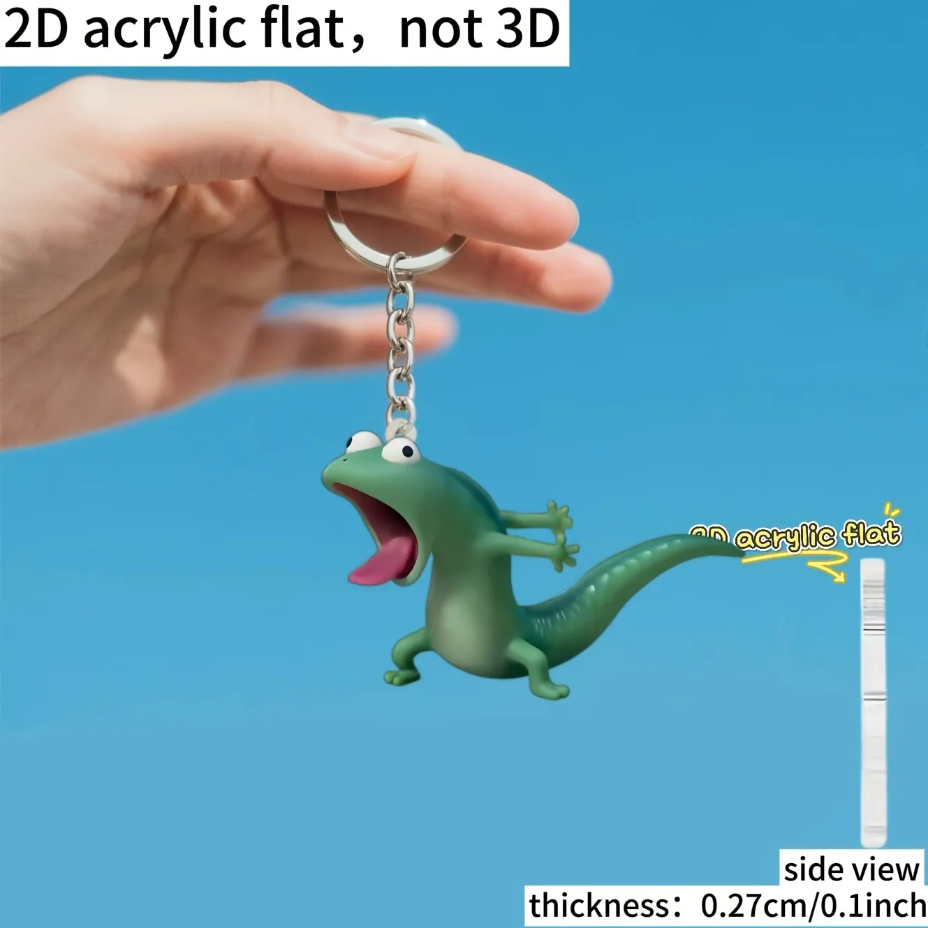 2D Abstract Lizard Keychain Flat Acrylic Keyring Holiday Gift For Friends Decorative Key Pendant Car Backpack Wallet Decoration