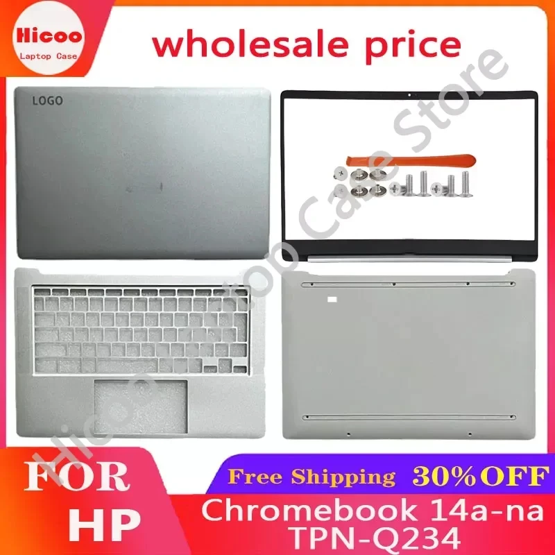 New For HP Chromebook 14a-na TPN-Q234 Replacemen Laptop Accessories Lcd Back Cover With LOGO /Bottom Blue ;Silvery Grey