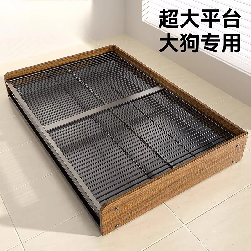 Steel and wood dog toilet, large dog special extra large dog will clean the pet grid, dung and urine basin
