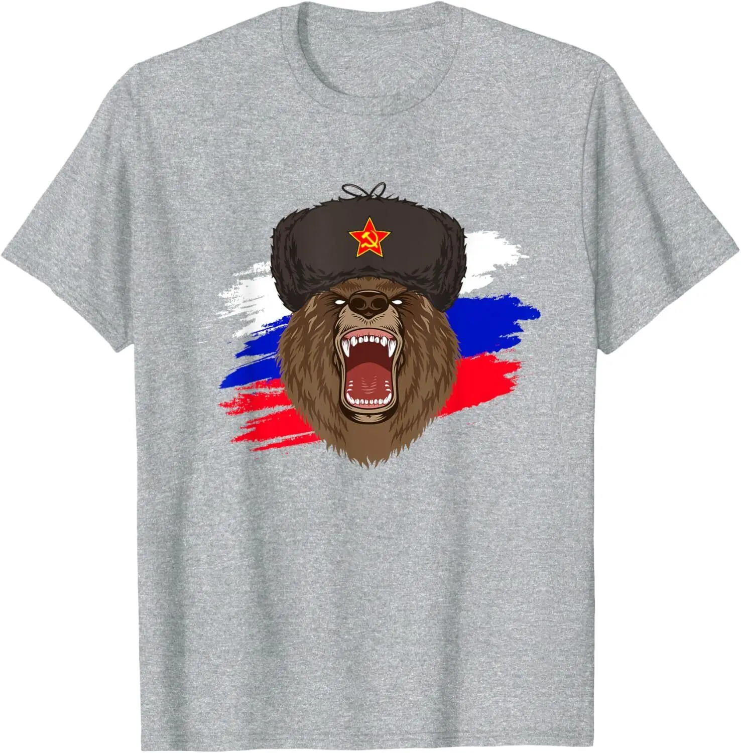 العلم الروسي روسيا الدب الروسي تي شيرت Camiseta Hombre الجرافيك تي شيرت بلايز س الرقبة الشارع الشهير عالية الجودة القطن تي شيرت