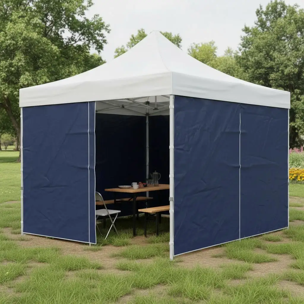 Pareti per tenda da ricevimento (2 pz) con cerniera in PE blu, ideali per eventi, festival e celebrazioni.