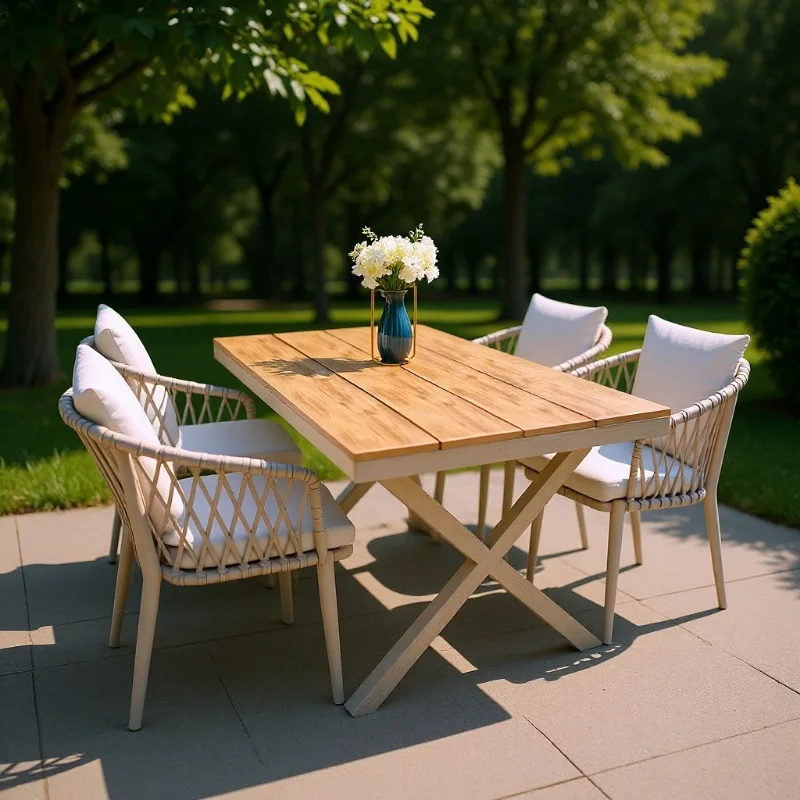 Outdoor table and chair com***ation, courtyard table and chair household balcony yard, vil******ing table