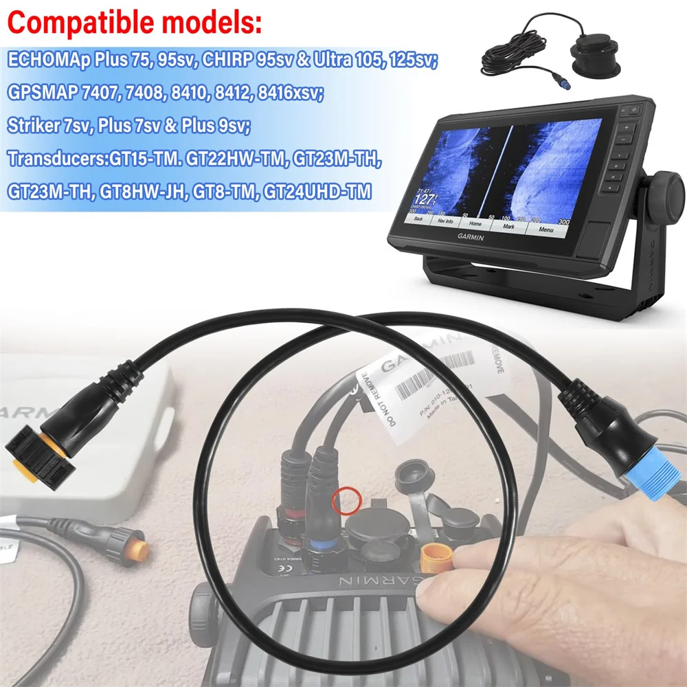 010-12122-10 8-Pins Xdcr to 12-Pin Sounder Adapter XID for Connecting 8-Pin Transducers with XID to 12-Pin Sonar Marine Devices