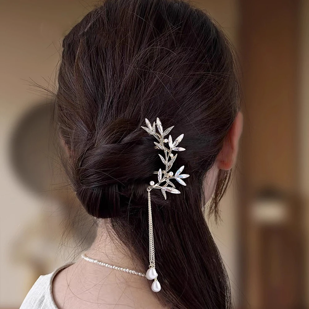 Bamboo Style Pearl Tassel Hairpins Ancient Style Swaying Hair Accessories Women Girl Light Luxury Hair Pin