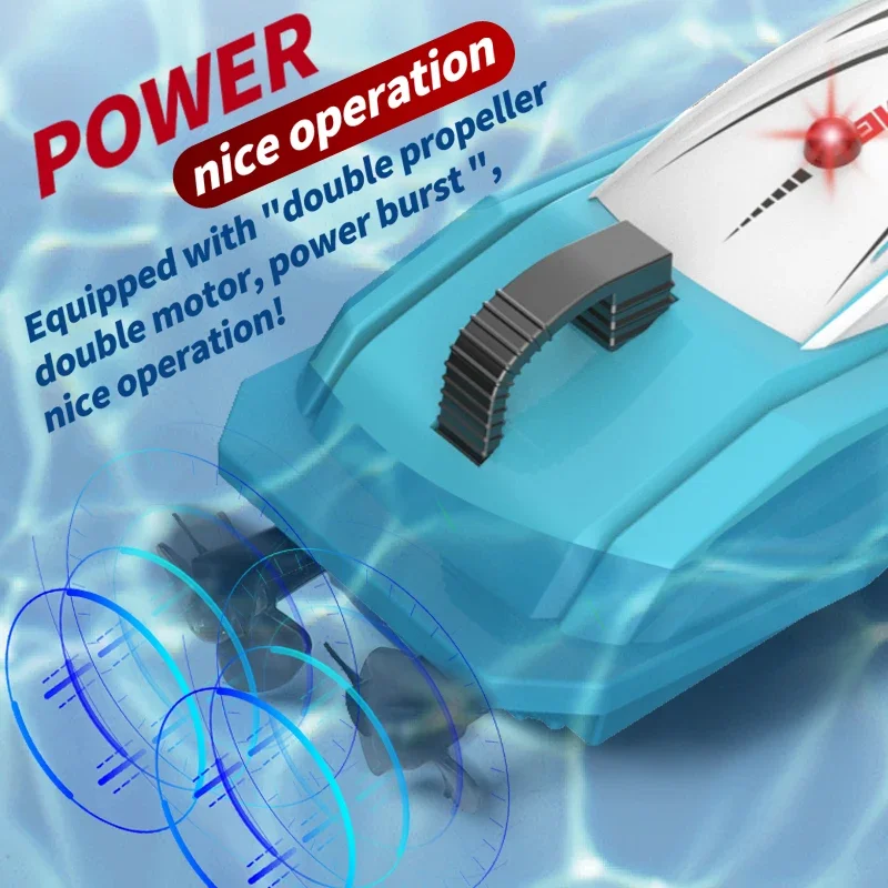 2.4G RC Speedboat Mini Radio Control Stunt Boat Dual Motor Electric Push Ball Ship Competition Model Outdoor Toy Christmas Gifts