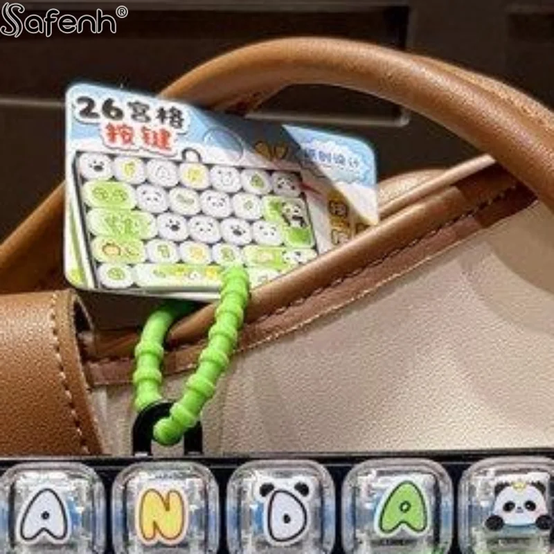 Panda Pattern Decompression Keychain 26 Keyboard Keys Pendant Stress Relief Toy Bag Pendant Model Perfect Gift For Kids Adults