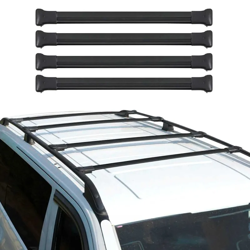 For RAM ProMaster 2014-2025 Roof Rack Cross Bars Black 4Pcs Luggage Carrier