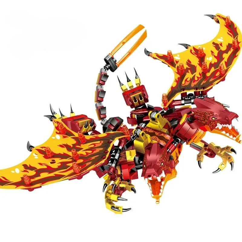 Phantom Ninja Ice Ice Fire Double Headed Dragon Series Element Dragon Building Blocks Set Classic Cartoon Model Bricks Kit Toys