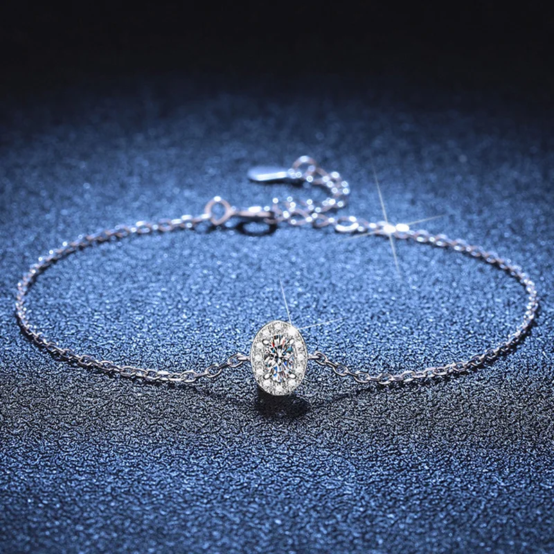 

0.3 Ct D Color Moissanite Oval Shape Bracelets 925 Sterling Silver Lab Diamond Bracelet For Women Luxury Wedding Party