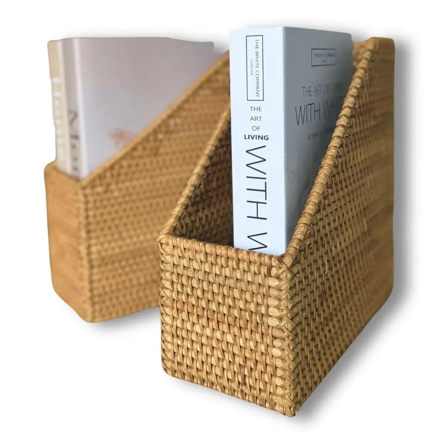 

of 2 Rattan Magazine Holder Minimalist amp Rustic Magazine File Holder, Perfect for Office Use Durable Magazine Rack, Thoughtful