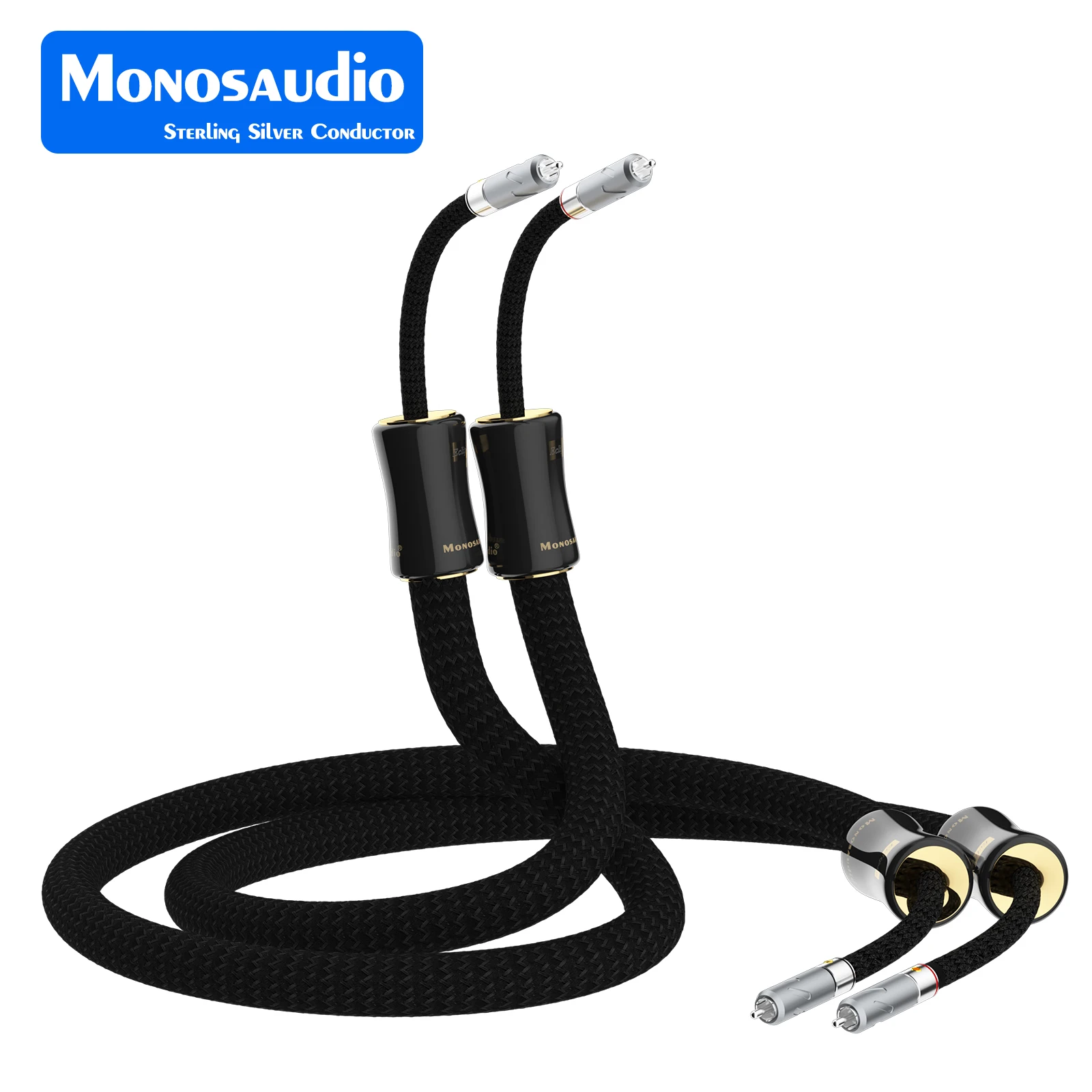 Monosaudio Eclipse Reference Series 5N Pure Silver RCA Signal Cable Audio Eextend Interconnect Wire Analog Interconnect Cables