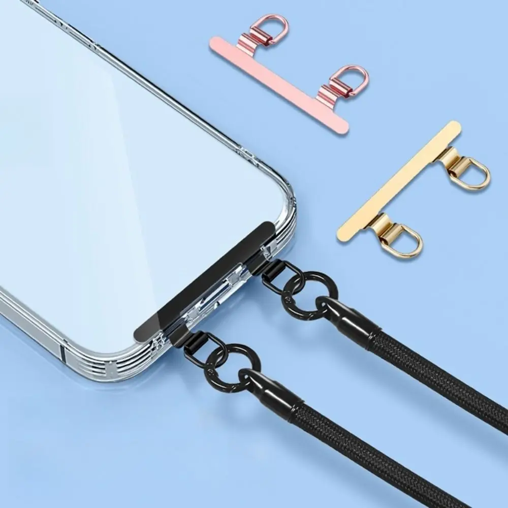 New Stainless Steel Phone Lanyard Patch Clips 2 Hooks Replacement Metal Gasket Ultra-thin Phone Lanyard Connecter