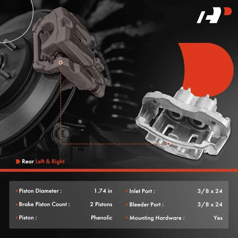 Disc Brake Caliper Assembly with Bracket Compatible with Ford Models - F-250 F-350 Super Duty 2000 2001 2002 2003 2004,