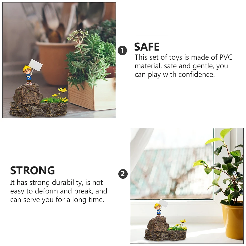 

7pcs Realistic Sand Decorations Mini Landscape Scene For Fairy Garden Dollhouse Pvc Stone Trunk Set Kids Scene