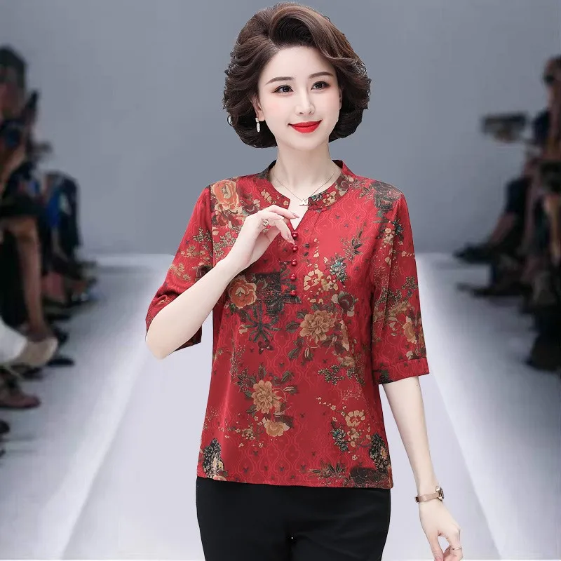 Fashion V-Neck Floral Chiffon Shirt  Fashion Summer Women\'s Clothing Casual Elegant Female short Sleeve Blouse