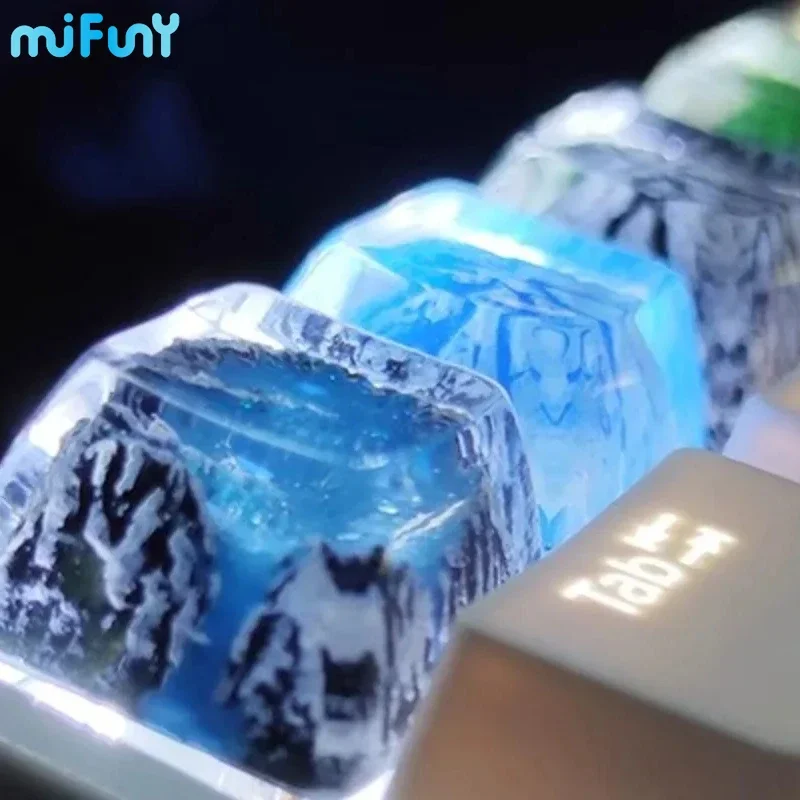 Snow Mountain Relic Valley Keycap Customized Resin Keycaps for Mechanical Keyboard SA Profile MX Transparent Transmitting Keycap