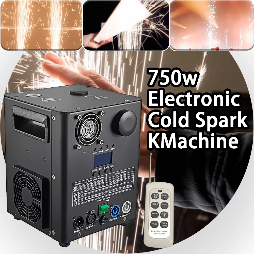 

750W Electronic Cold Flame Flame Machine Spark Equipment Remote Control For Stage Special Effects Wedding Party DJ Disco