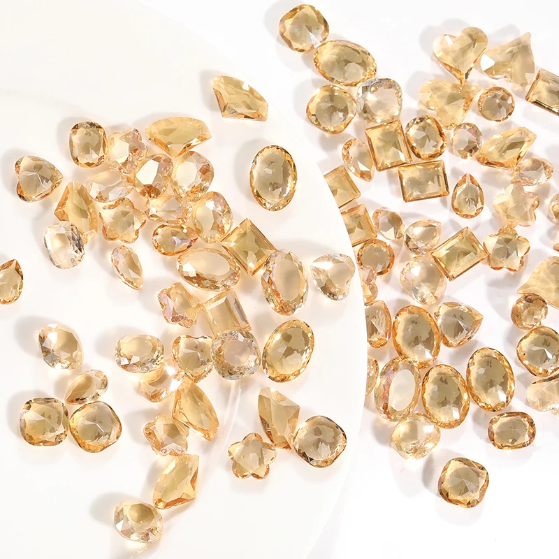 Golden Shadow Pointback Nail Art Rhinestones Glue On Nails Glass Rhinestones Strass Jewelry Making Accessories